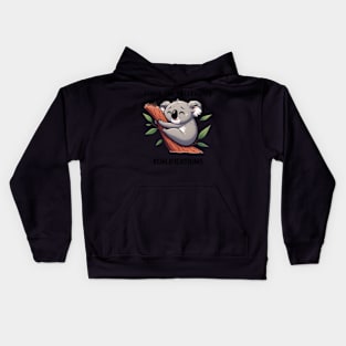 Cute Koala Hugging a Branch With Leafy Accents Kids Hoodie